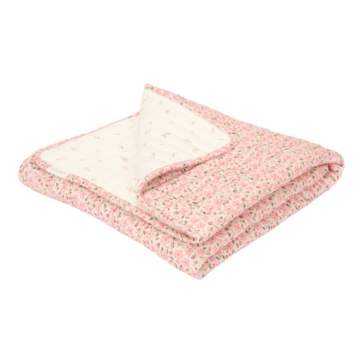 Patura din bumbac dublata cu plus - Fairy Floral & Fairy Blossom - Little Dutch 110x140