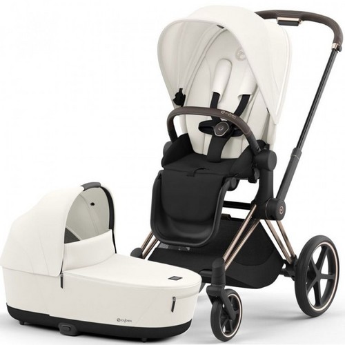 Carucior 2 in 1 Cybex Priam 4.0 Cadru Rose gold, Off White light beige