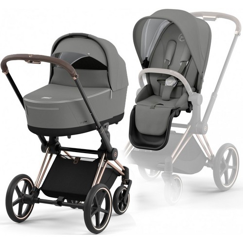 Carucior 2 in 1 Cybex Priam 4.0  Cadru  Rose gold, Mirage Grey