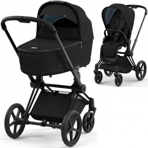 Carucior 2 in 1 Cybex Priam 4.0 Cadru Matt Black, Sepia Black