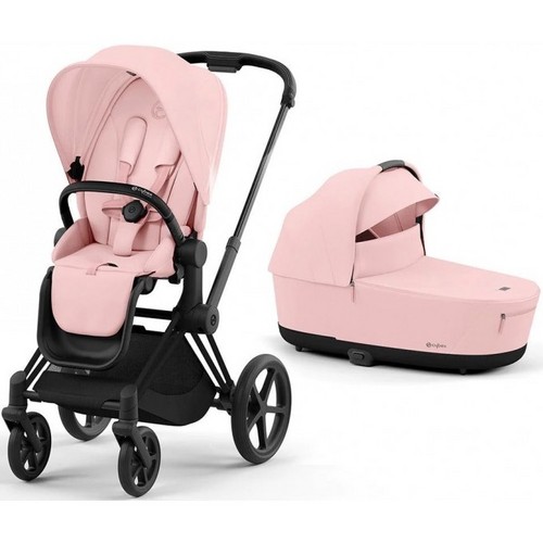 Carucior 2 in 1 Cybex Priam 4.0 Cadru Matt Black, Peach Pink