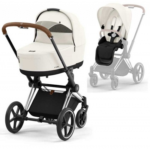 Carucior 2 in 1 Cybex Priam 4.0 Cadru Chrome Brown, Off White light beige