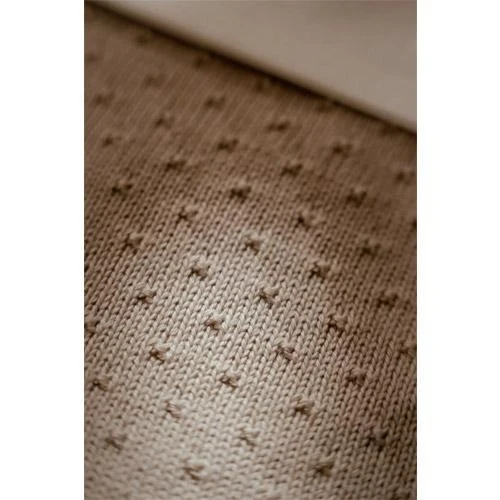Patura tricotata din bumbac organic - 110x140 cm - Pure Soft Beige - Little Dutch 4