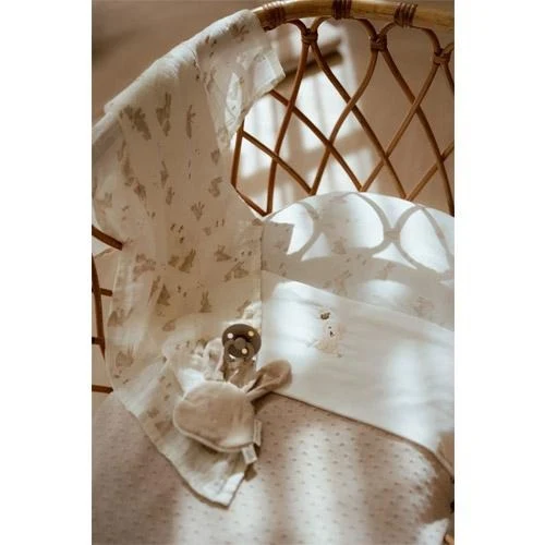 Patura tricotata din bumbac organic - 110x140 cm - Pure Soft Beige - Little Dutch 3