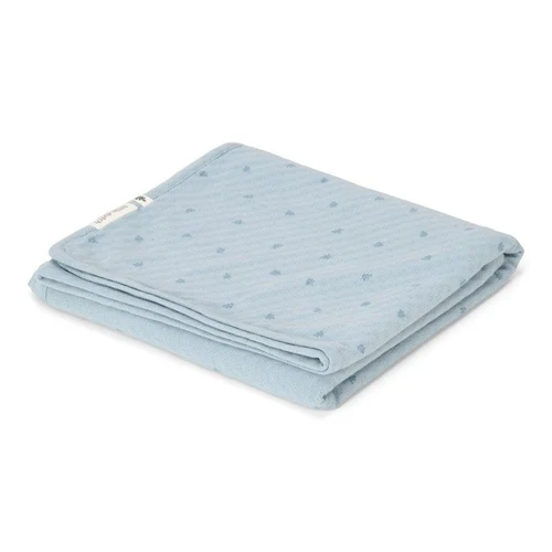 Patura dublata din bumbac organic - 110x140 cm - Pure Denim Blue - Little Dutch