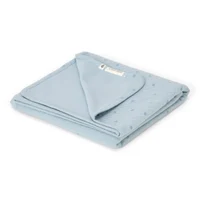 Patura dublata din bumbac organic - 110x140 cm - Pure Denim Blue - Little Dutch 2