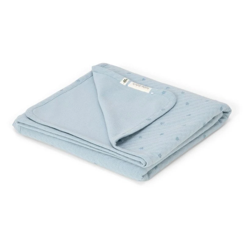 Patura dublata din bumbac organic - 110x140 cm - Pure Denim Blue - Little Dutch 2