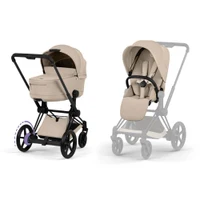 Коляска 2 в 1 Cybex ePriam V коллекции Platinum 2026, Cozy Beige, шасси Matt Black