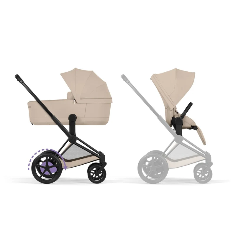Коляска 2 в 1 Cybex ePriam V коллекции Platinum 2026, Cozy Beige, шасси Matt Black 2