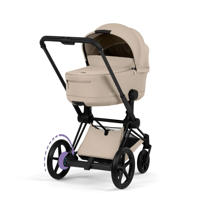 Коляска 2 в 1 Cybex ePriam V коллекции Platinum 2026, Cozy Beige, шасси Matt Black 6