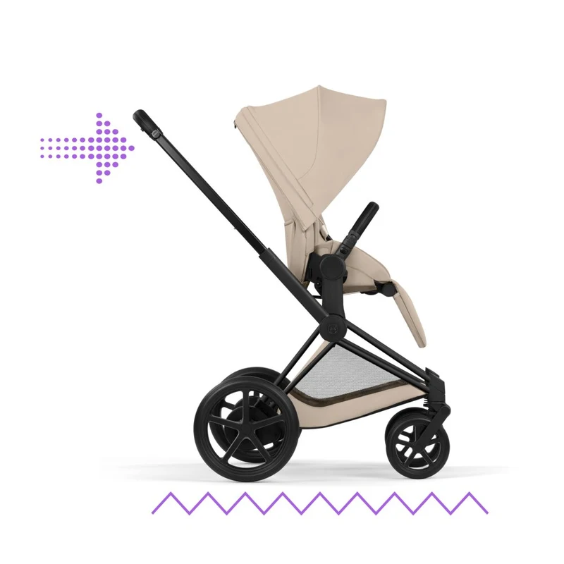 Коляска 2 в 1 Cybex ePriam V коллекции Platinum 2026, Cozy Beige, шасси Matt Black 14