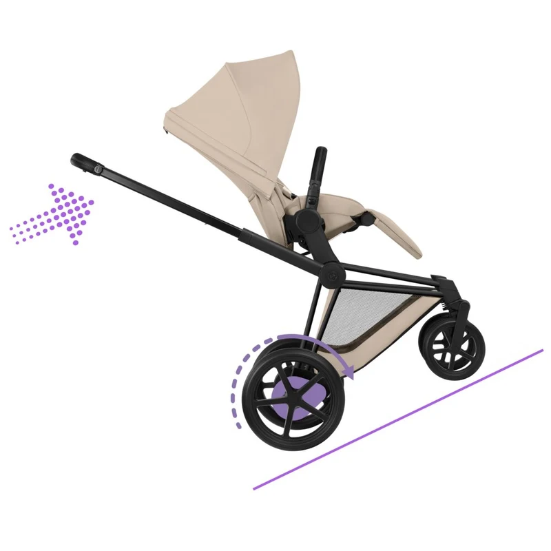 Коляска 2 в 1 Cybex ePriam V коллекции Platinum 2026, Cozy Beige, шасси Matt Black 15