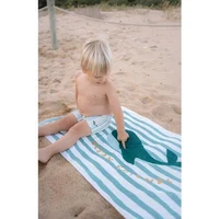 Пляжное полотенце - Seashells / Stripes Surf Blue - Little Dutch 3