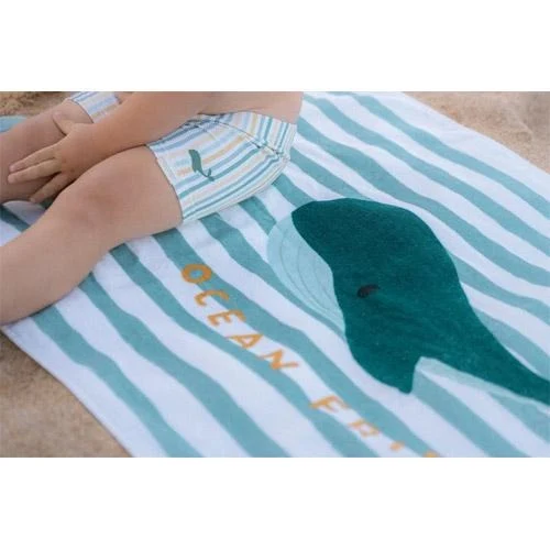 Пляжное полотенце - Seashells / Stripes Surf Blue - Little Dutch 5