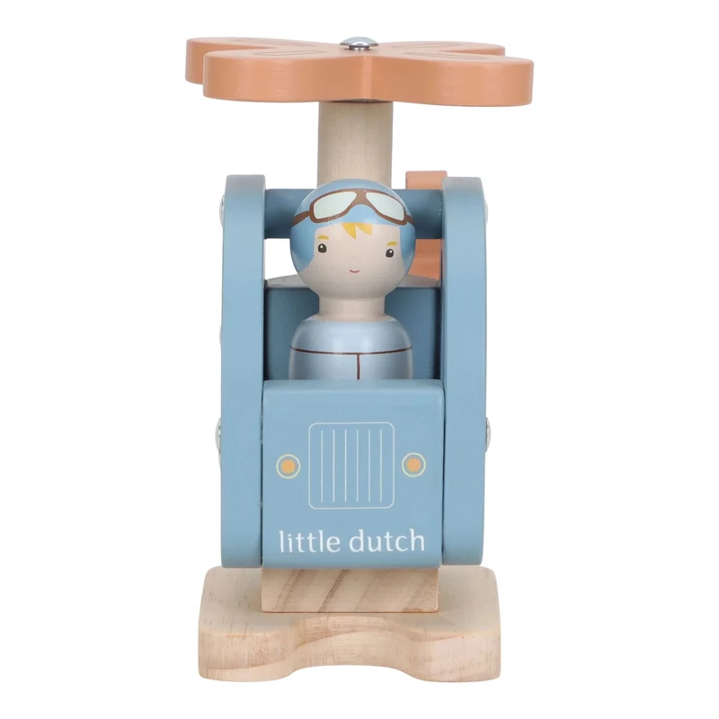 Elicopter din lemn FSC cu figurină - Little Dutch 4