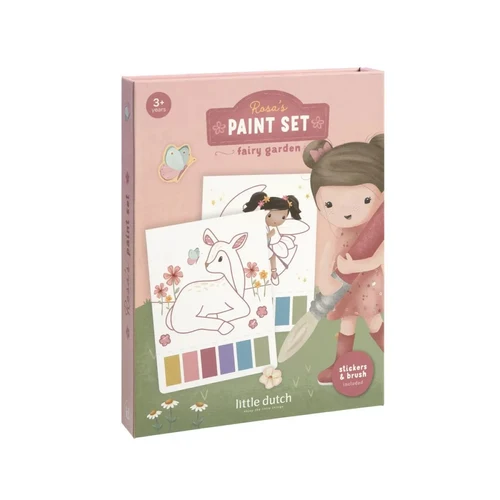Книга для рисования акварелью и стикерами - Rosa Fairy Garden - Little Dutch