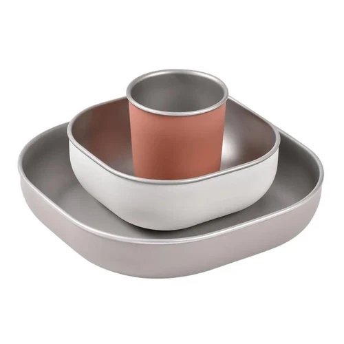 Набор посуды из стали 4 предмета Beaba Terracotta