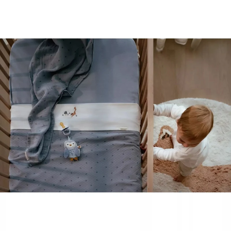Suport pentru suzeta din bumbac organic - Owl - Forest Friends - Little Dutch 8