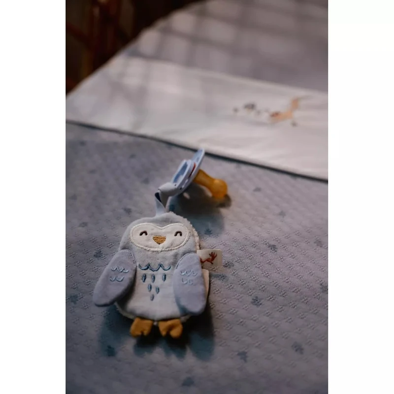 Suport pentru suzeta din bumbac organic - Owl - Forest Friends - Little Dutch 5