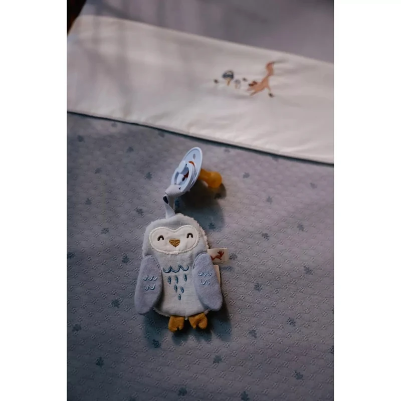 Suport pentru suzeta din bumbac organic - Owl - Forest Friends - Little Dutch 6