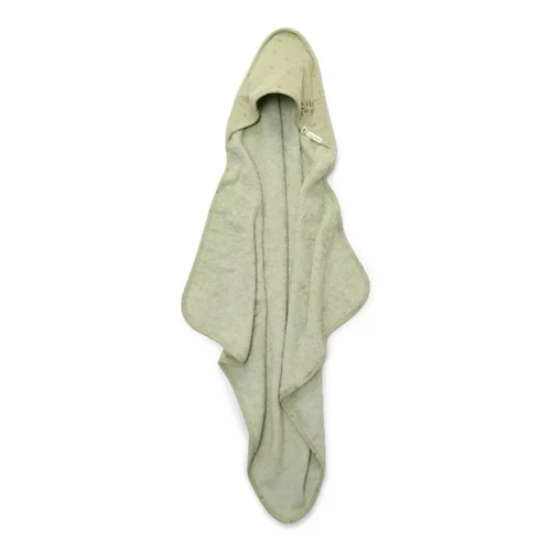 Prosop cu gluga din bumbac organic pentru bebelusi - 75x75 cm - Pure Sage - Little Dutch
