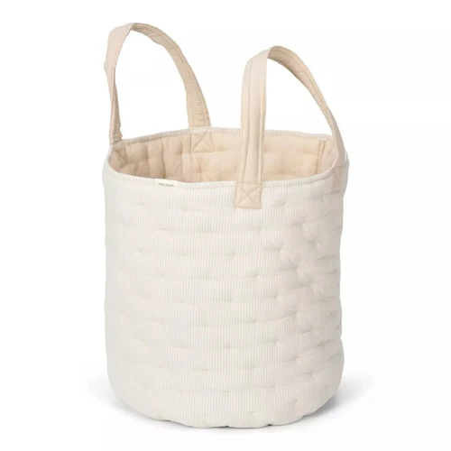 Cos de depozitare din bumbac organic pentru cam copilului - 35x45 cm - Pure Soft Beige Stripe - Little Dutch