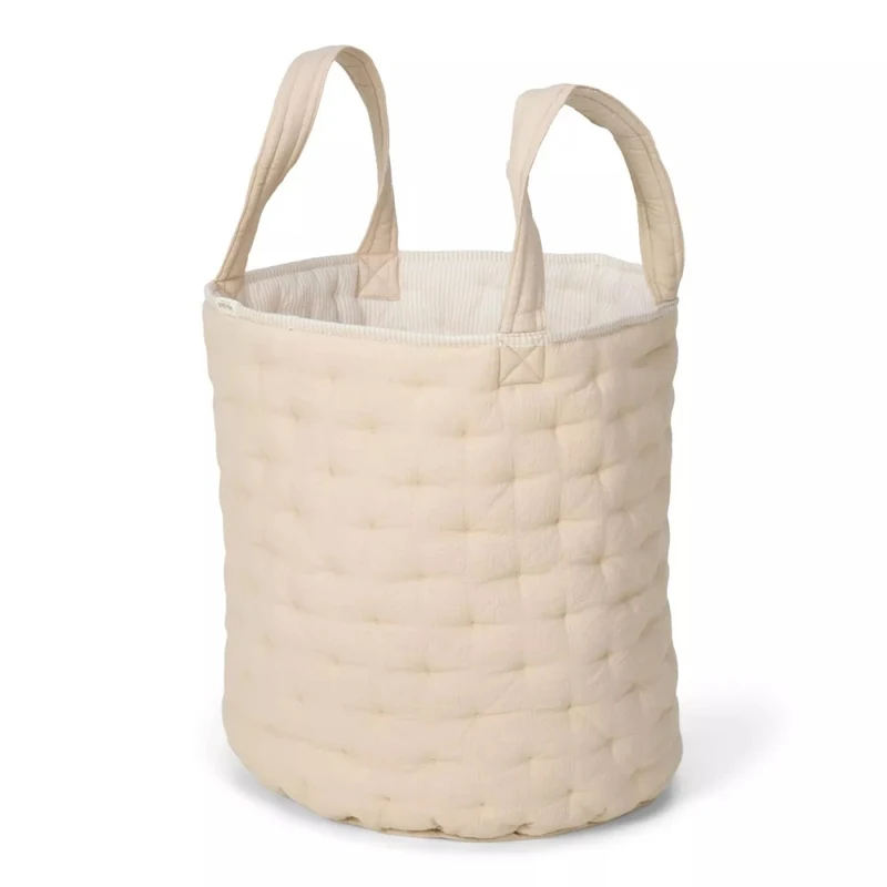 Cos de depozitare din bumbac organic pentru cam copilului - 35x45 cm - Pure Soft Beige Stripe - Little Dutch 2