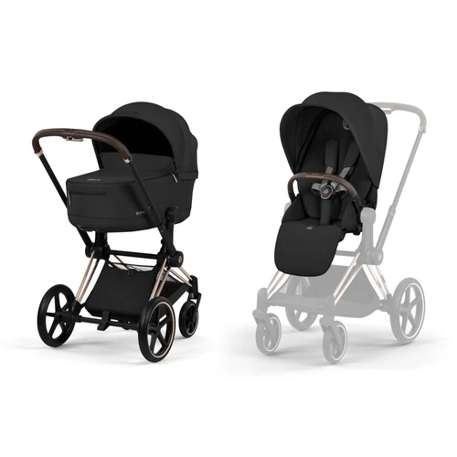 Carucior 2 in 1 Cybex Priam V colectia Platinum 2026 Sepia Black cadru Rose Gold