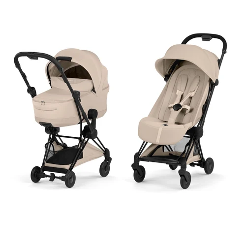 Carucior 2 in 1 Cybex Coya colectia Platinum 2026 Cozy Beige cadru Matt Black