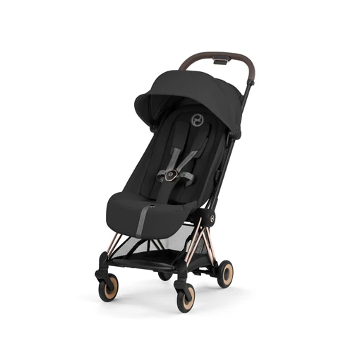 Carucior 2 in 1 Cybex Coya colectia Platinum 2026 Sepia Black cadru Rose Gold