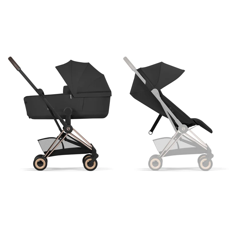 Carucior 2 in 1 Cybex Coya colectia Platinum 2026 Sepia Black cadru Rose Gold 7