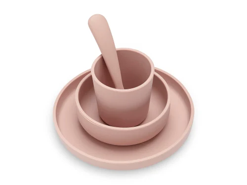 Set de masa din silicon Pale Pink (4 piese) Jollein
