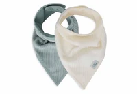 Baveta Bandană Velvet Rib Sea Green/Ivory (2 buc), Jollein