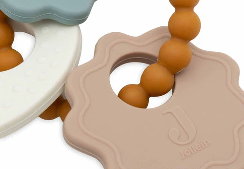 Jucarie pentru dentite din silicon Cheite pe inel, Jollein Lovely Birds 2