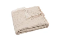 Patura din muselina Jollein 120x120cm Fringe Stripe Biscuit GOTS 4