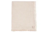 Patura din muselina Jollein 120x120cm Fringe Stripe Biscuit GOTS