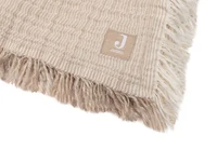Patura din muselina Jollein 120x120cm Fringe Stripe Biscuit GOTS 3