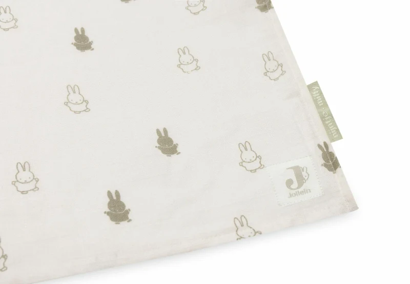 Pelincute muselina Jollein 115x115cm Happy Miffy Olive Green (2pack) 3