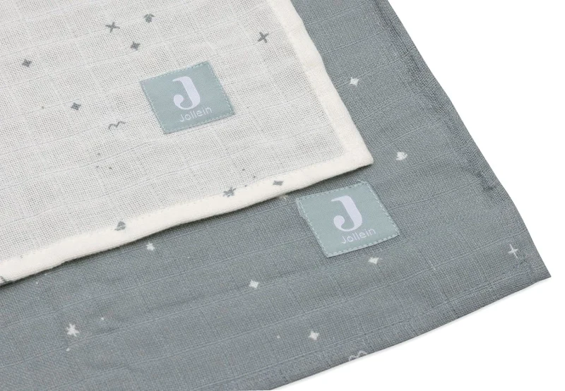 Pelincute muselina Jollein 115x115cm Twinkling Sea Green (2pack) 4