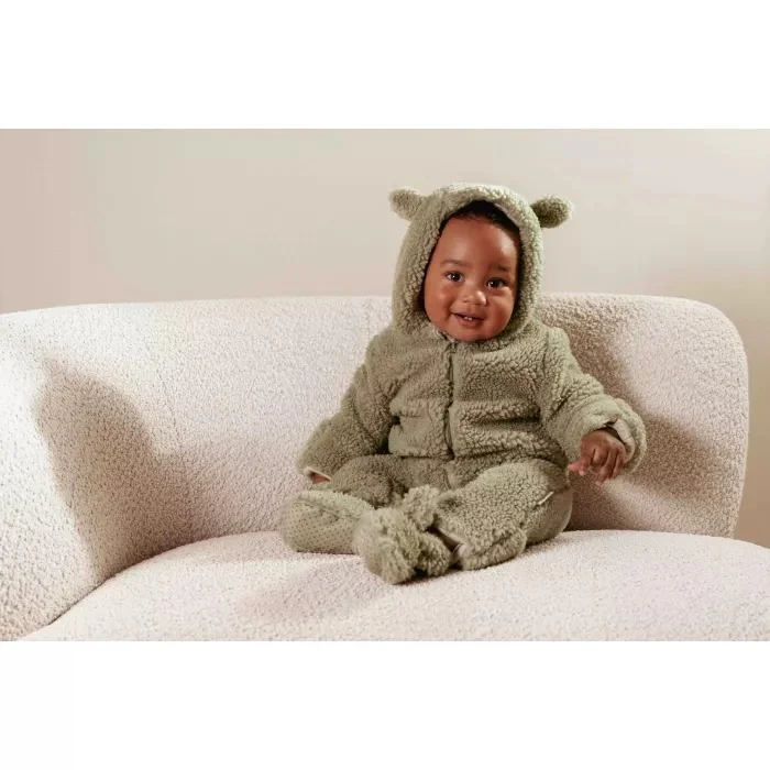 Combinezon din teddy - Soft Green - marimea 62/68 - Little Dutch 5