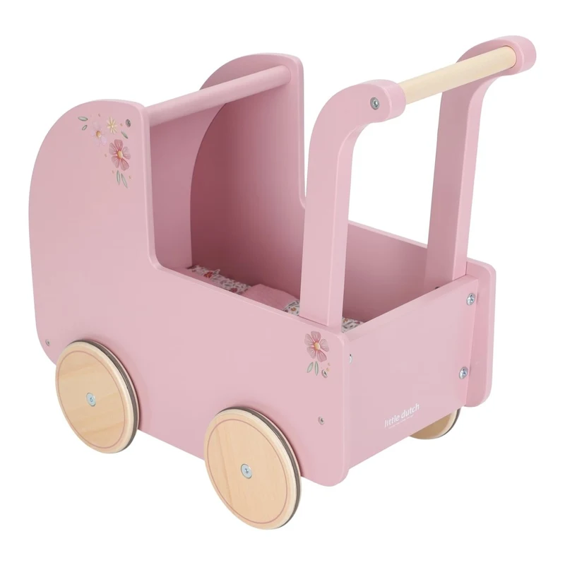 Ретро-коляска для кукол из дерева FSC — Soft Flowers — Little Dutch 3