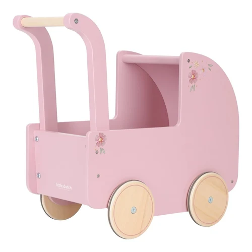 Ретро-коляска для кукол из дерева FSC — Soft Flowers — Little Dutch