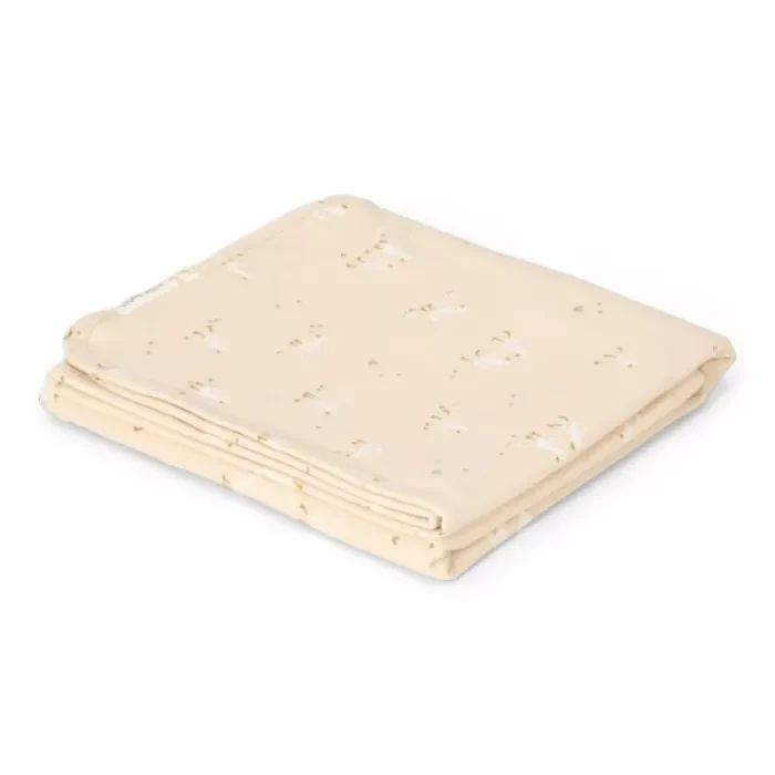 Patura dublata din bumbac organic cu doua fete - 70x100 cm - Little Goose / Moon and Stars - Little 2