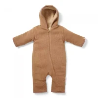 Salopeta groasa din tricot captusita cu material teddy - Brown - Little Dutch - 62/68