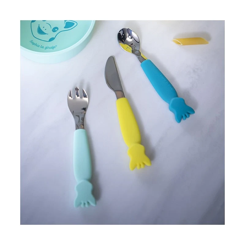 Set tacamuri din inox cu maner silicon Girafa Sophie 2