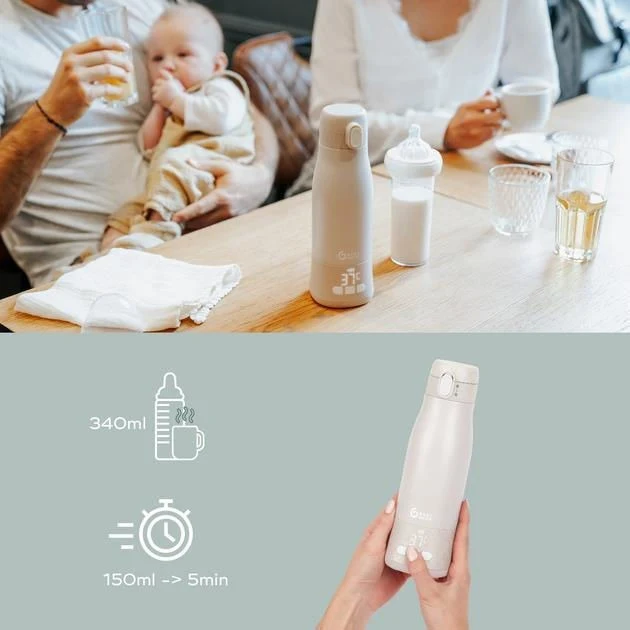 Incalzitor de biberoane portabil si reincarcabil Babymoov Moov & Feed Mineral Beige 3