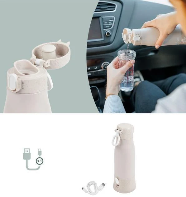 Incalzitor de biberoane portabil si reincarcabil Babymoov Moov & Feed Mineral Beige 2