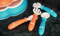 Set lingurite si furculite BabyBjorn Orange/Turquoise, 4 buc. 2