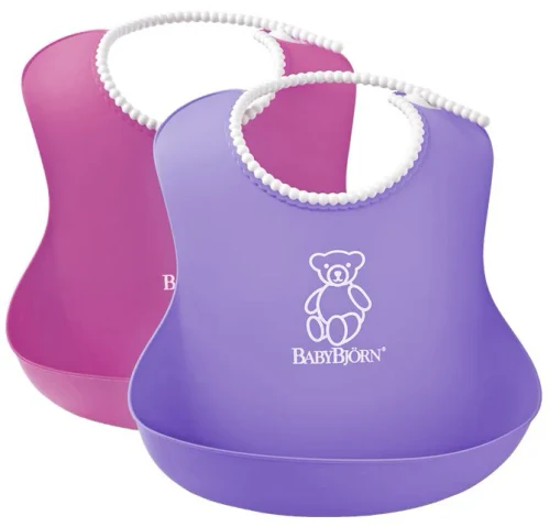 Набор из 2 мягких слюнявчиков BabyBjörn Soft Bib Pink/Purple