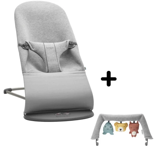 Balansoar BabyBjorn Bliss Light Grey, 3D Jersey cu bara de jucarii